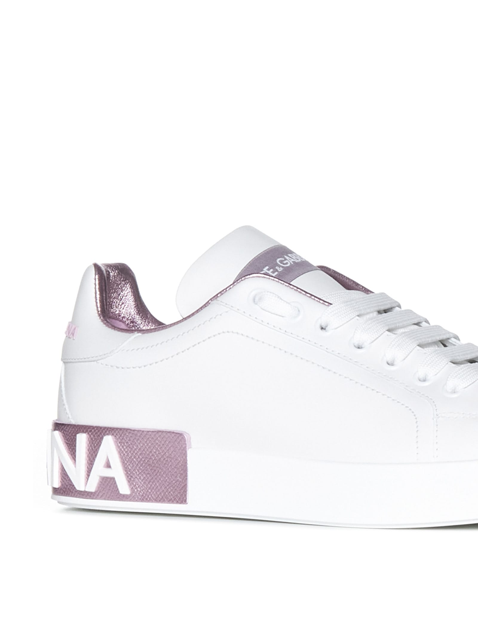 Shop Dolce & Gabbana Portofino Sneakers In White/pink