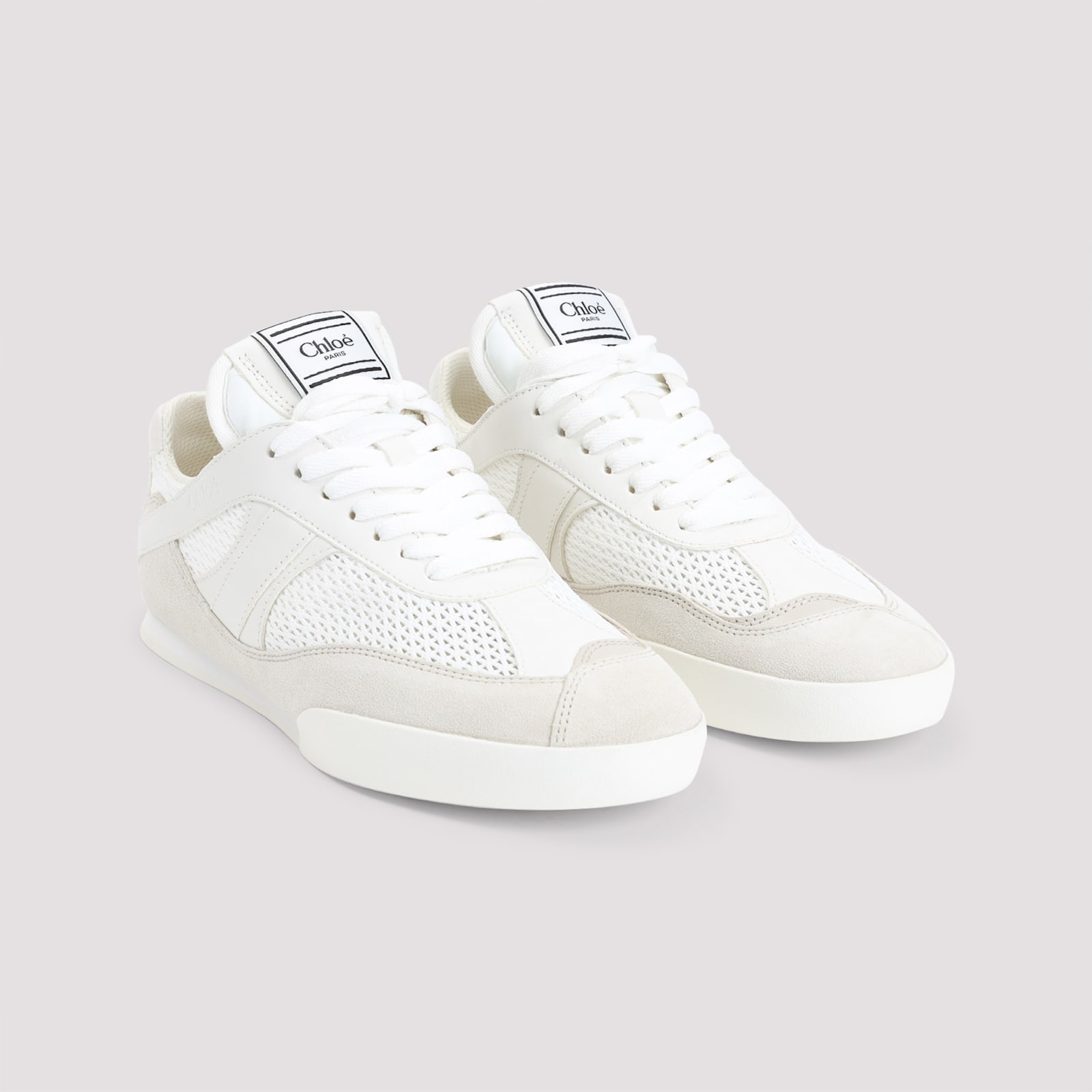 Chloé Kick Suede And Recycled Tissue Sneakers In White