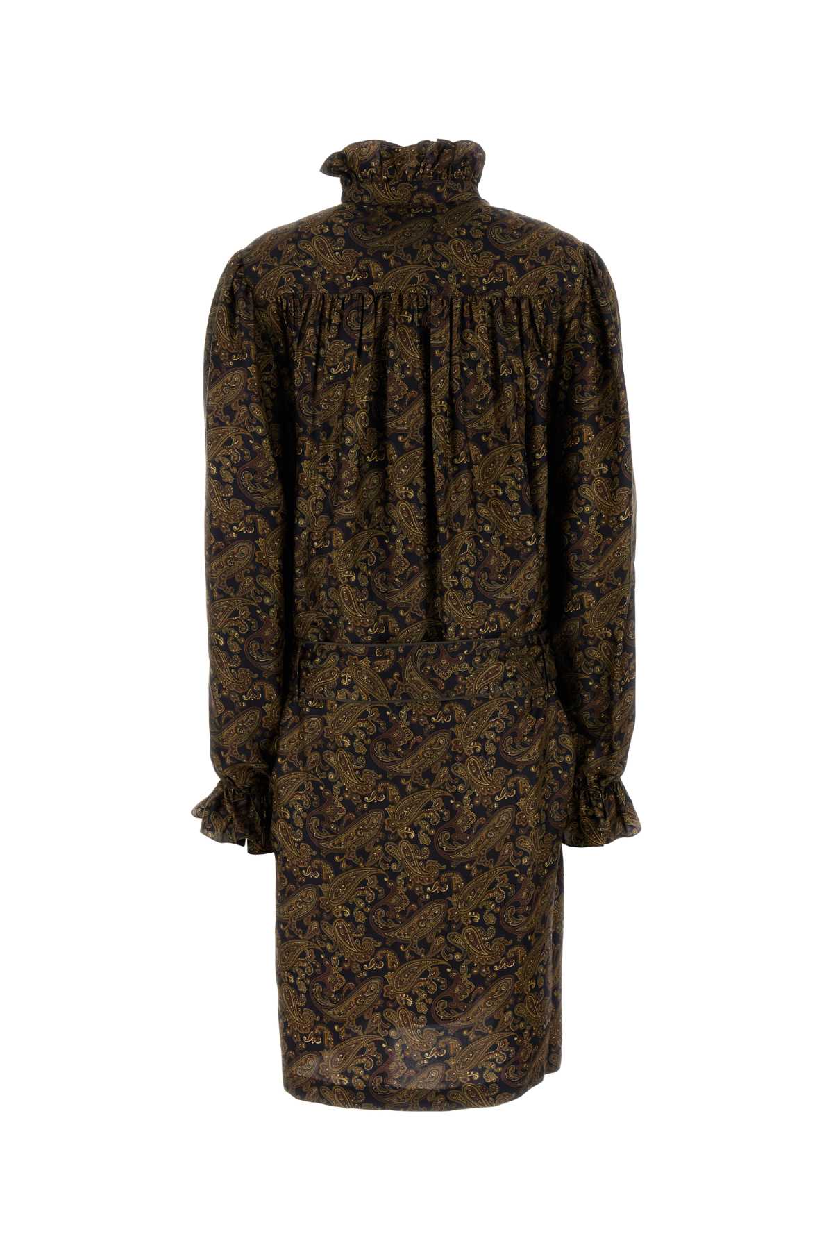 Saint Laurent Printed Twill Dress In Brown