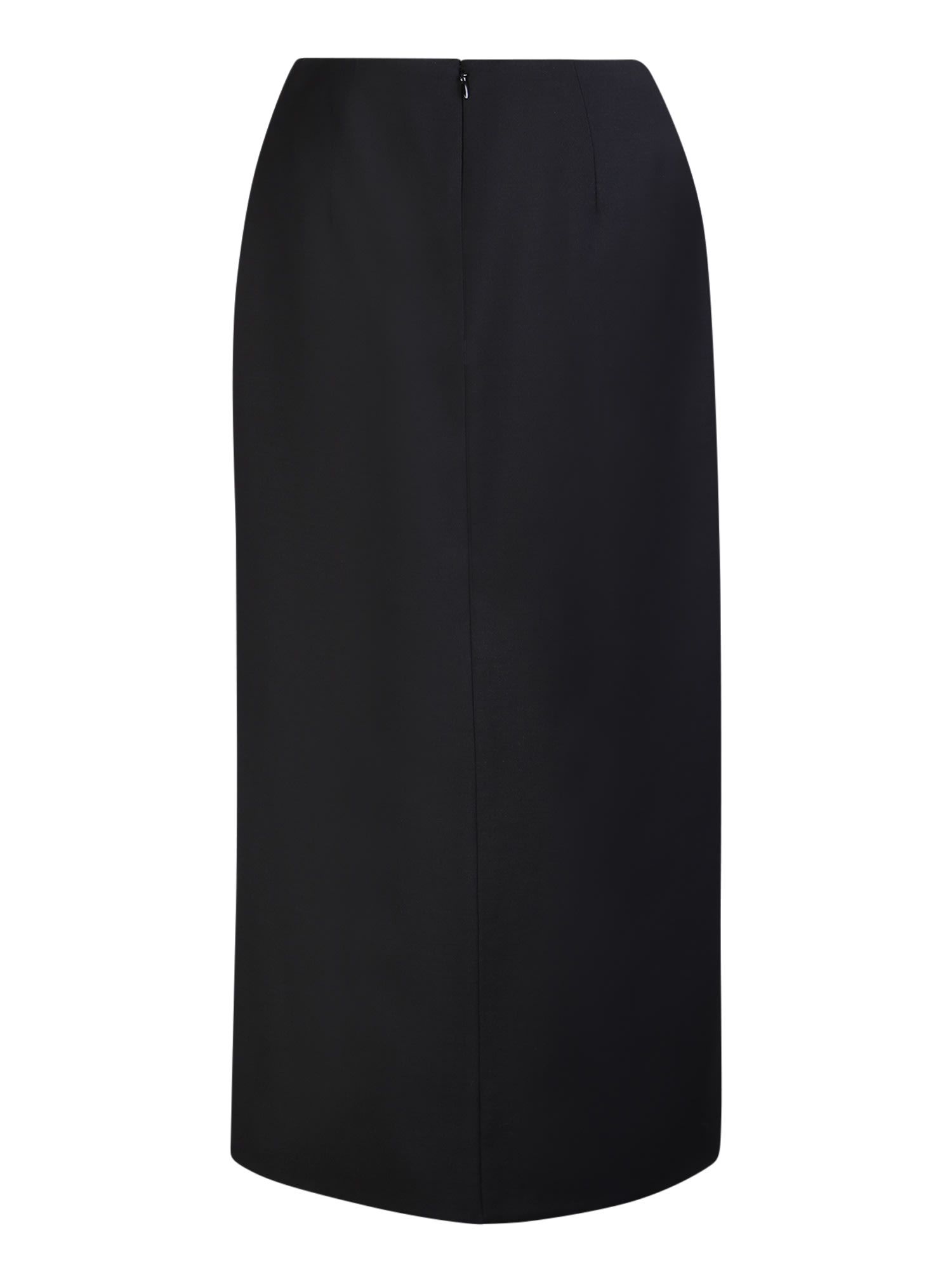 Shop Alexander Mcqueen Black Wool Midi Skirt With Slit
