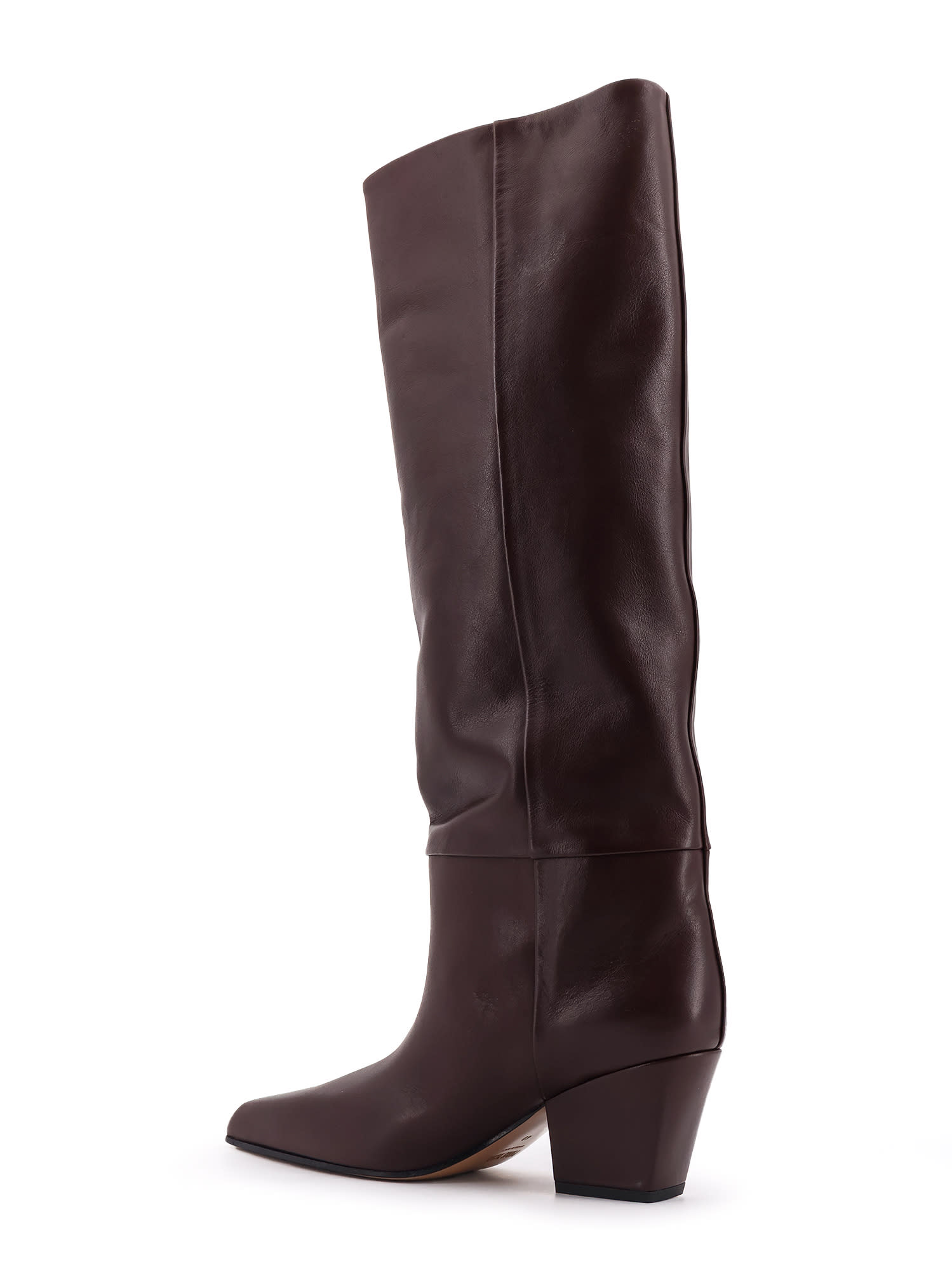 Paris Texas Leather Knee-high Block Heel Boot In Brown