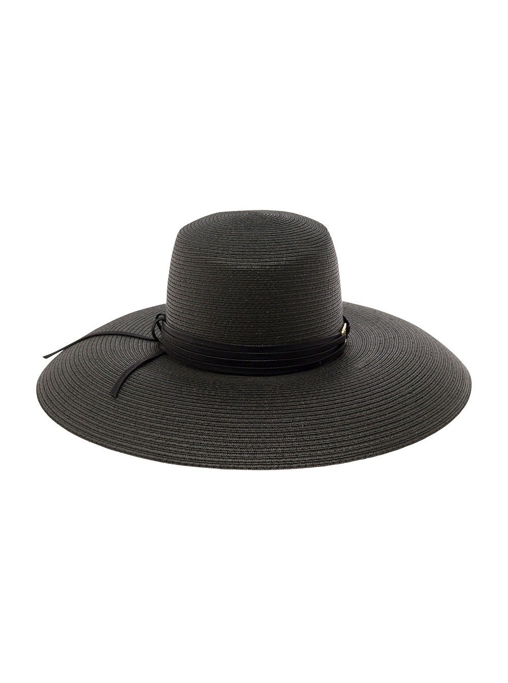 Shop Alberta Ferretti Black Wide Hat In Straw Woman