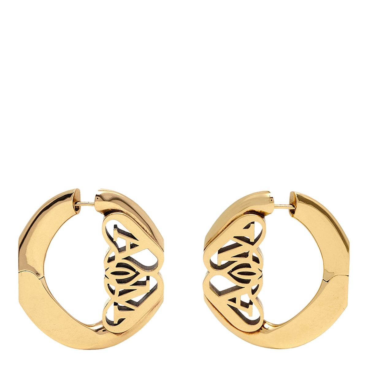 Alexander Mcqueen Seal Logo Earrings In Golden