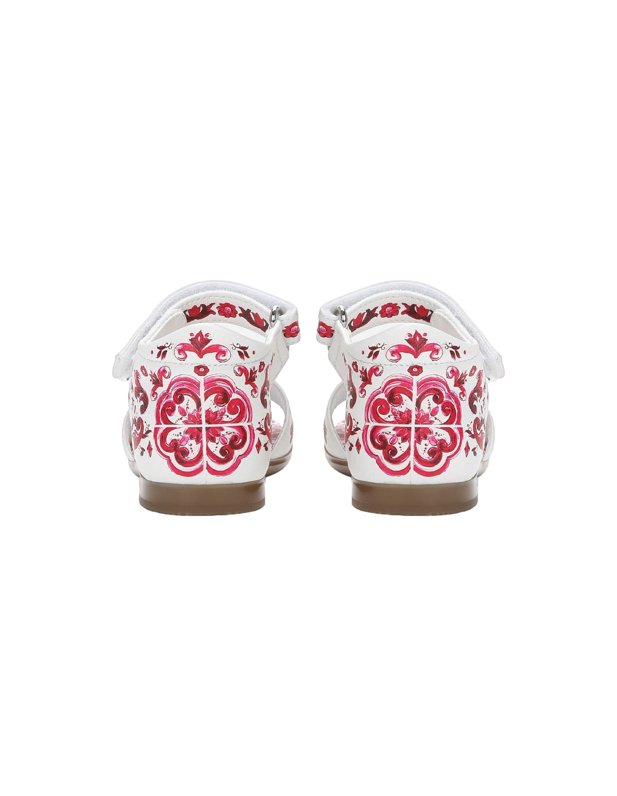 Shop Dolce & Gabbana First Steps Sandal With Fuchsia Majolica Print In Pink