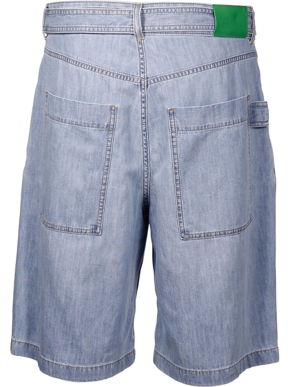 Shop Bottega Veneta Denim Shorts In Clear Blue