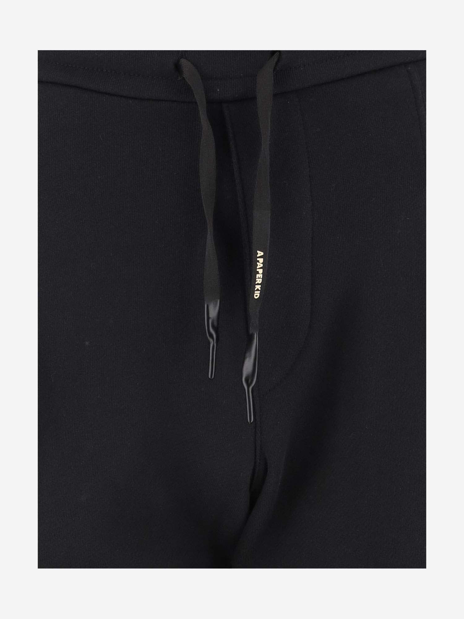 Shop A Paper Kid Cotton Sport Pants With Logo In Nero