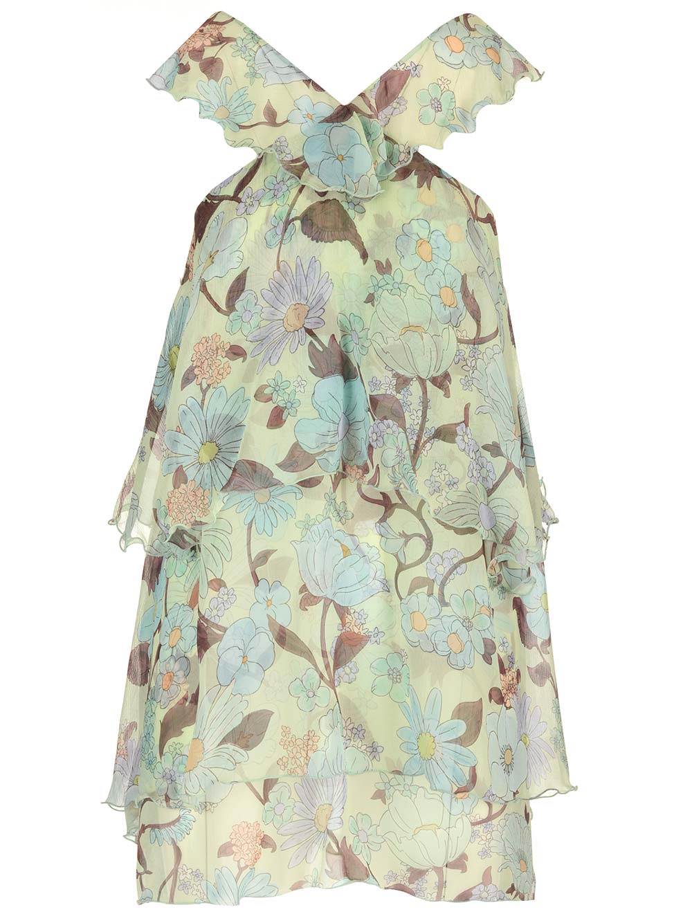 Shop Stella Mccartney Lady Garden Chiffon Silk Dress In Multicolore
