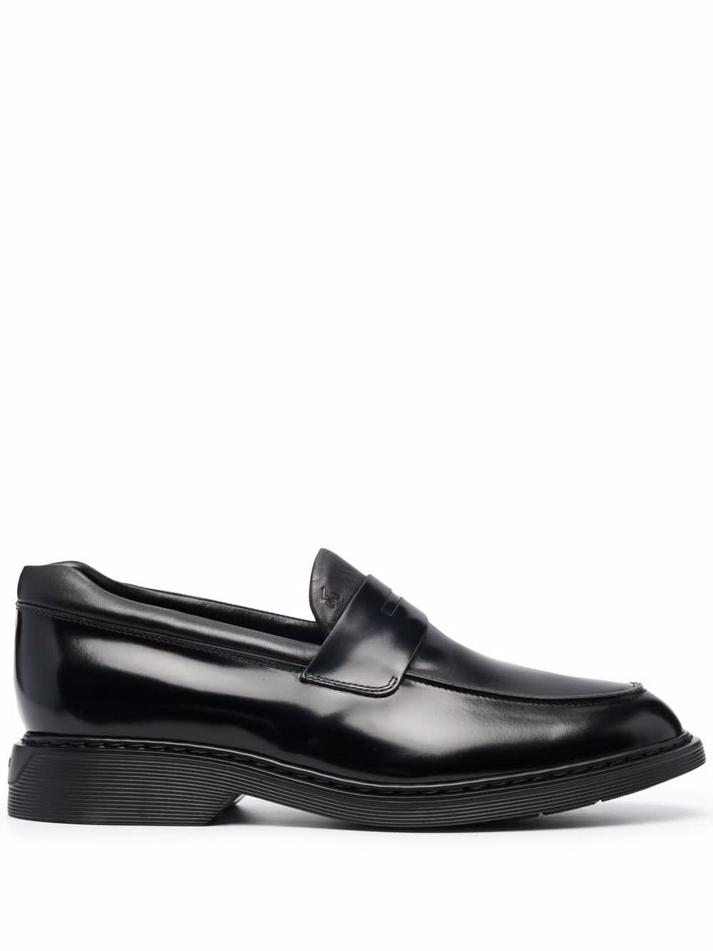 Shop Hogan H576 Loafers In Black