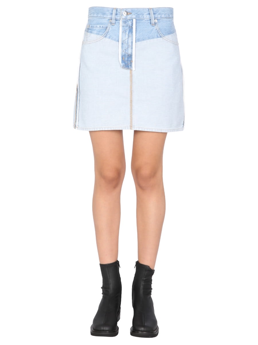 Shop Helmut Lang Revers Denim Skirt In Azure