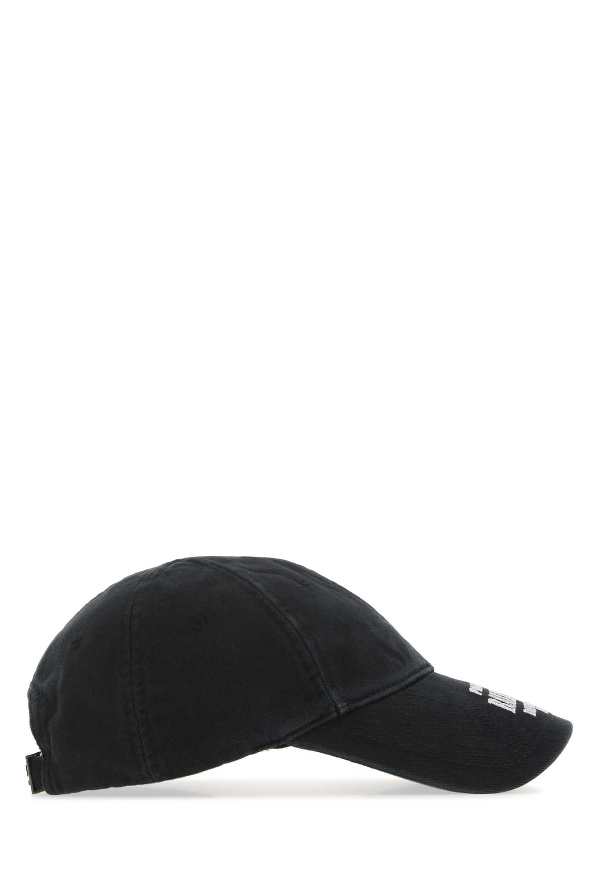 Shop Balenciaga Black Denim Baseball Cap In 0107