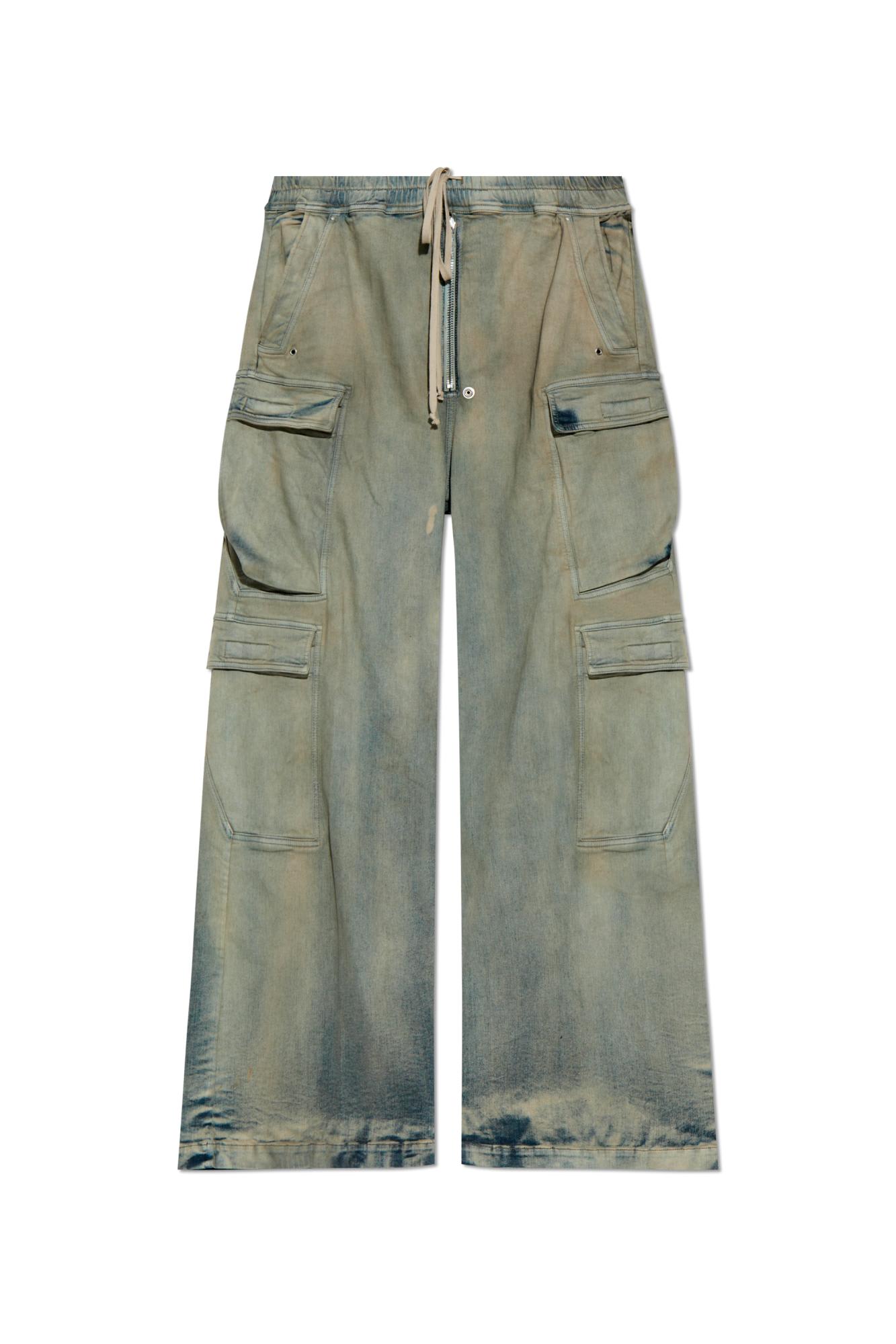 Shop Rick Owens Lace-up Cargo Straight Trousers In Denim