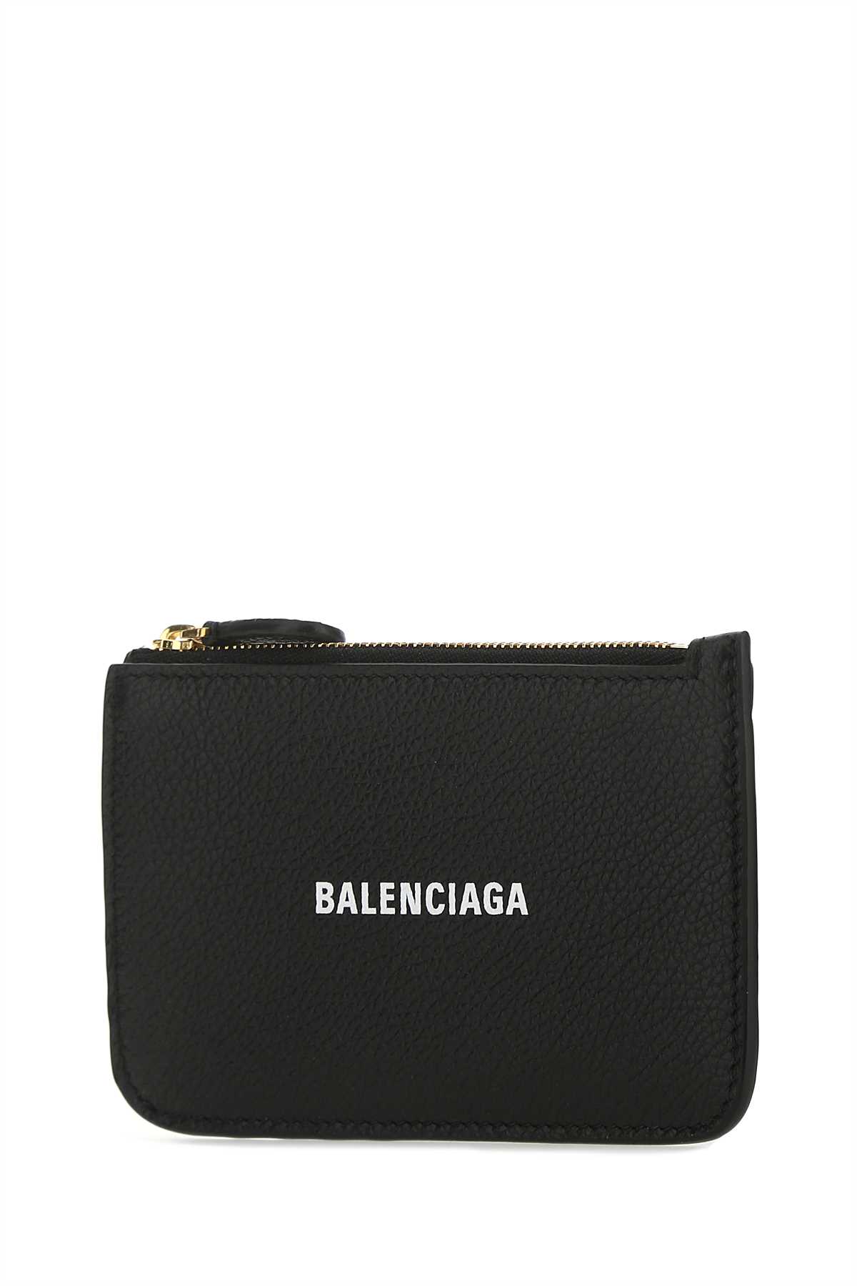 Shop Balenciaga Black Leather Card Holder In 1090