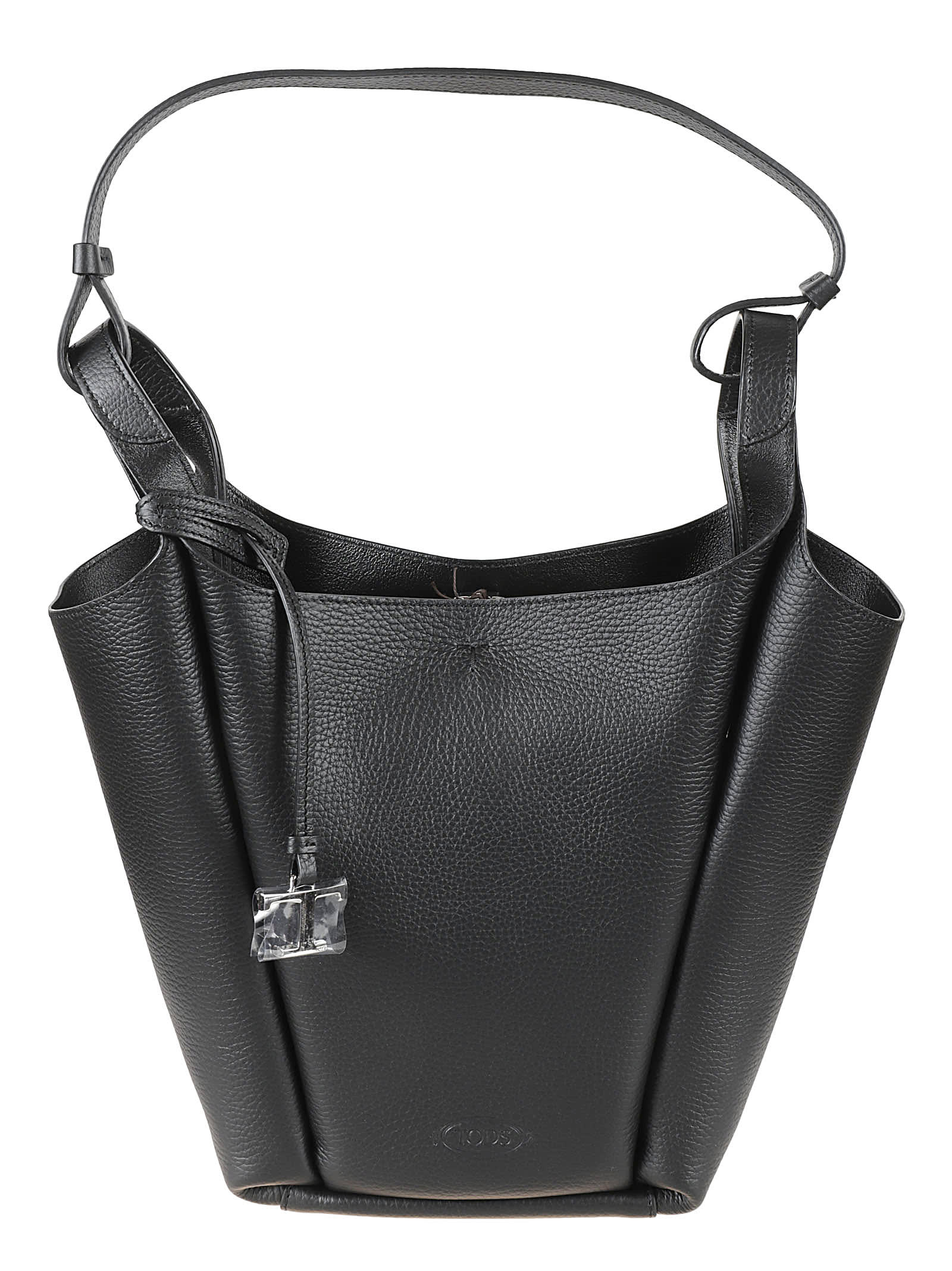 Tod's Logo Tag Tote In Black