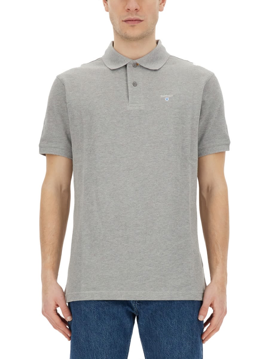 Shop Barbour Polo With Logo In Grey