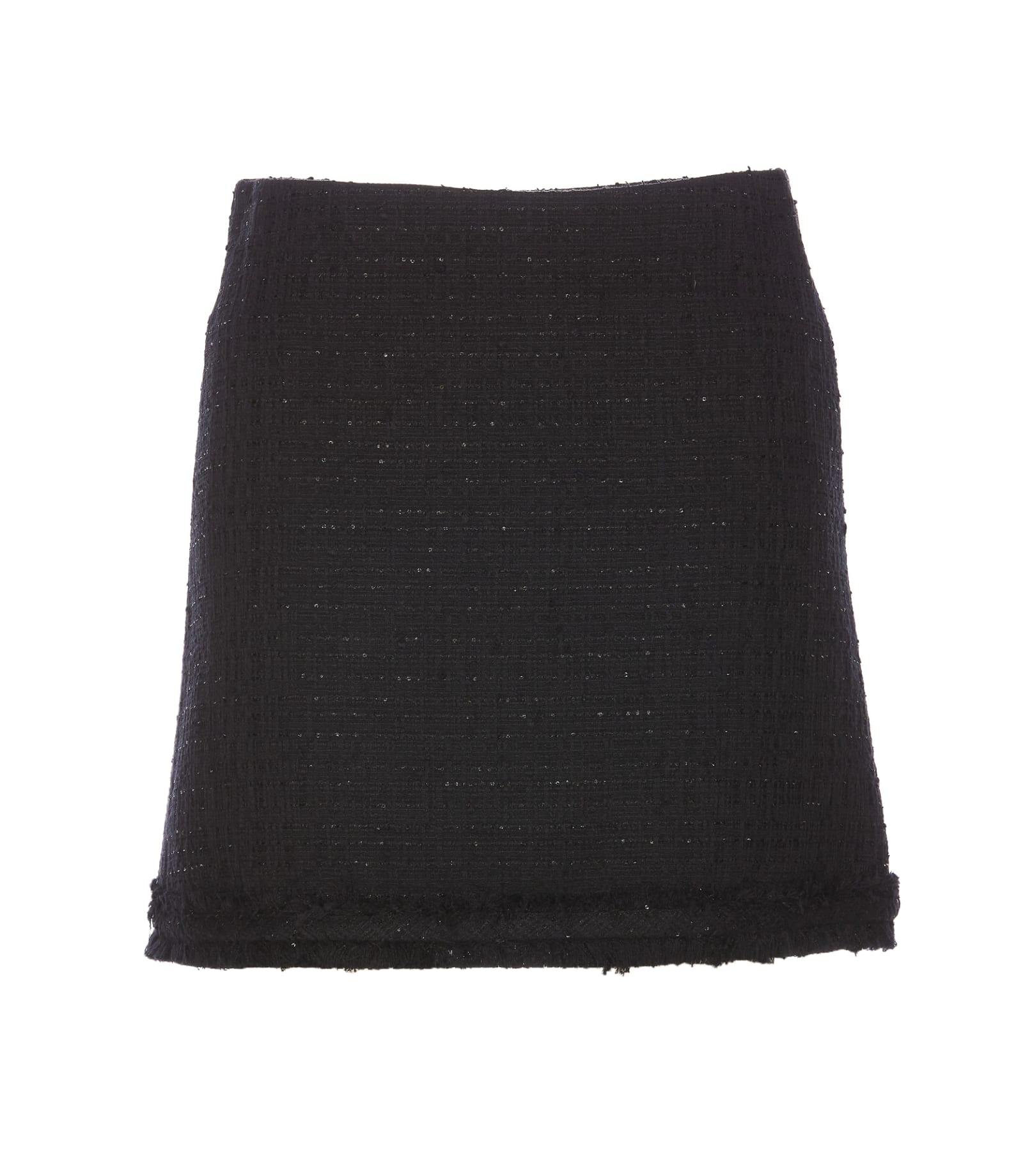 Shop Versace Tweed Mini Skirt In Black