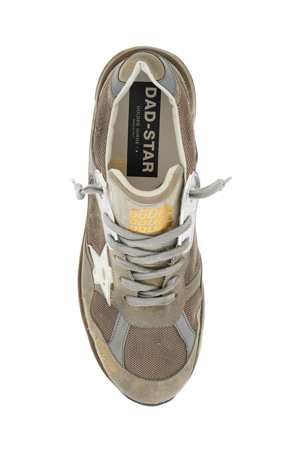 Shop Golden Goose Dad-star Sneakers In Taupe/silver/white (grey)