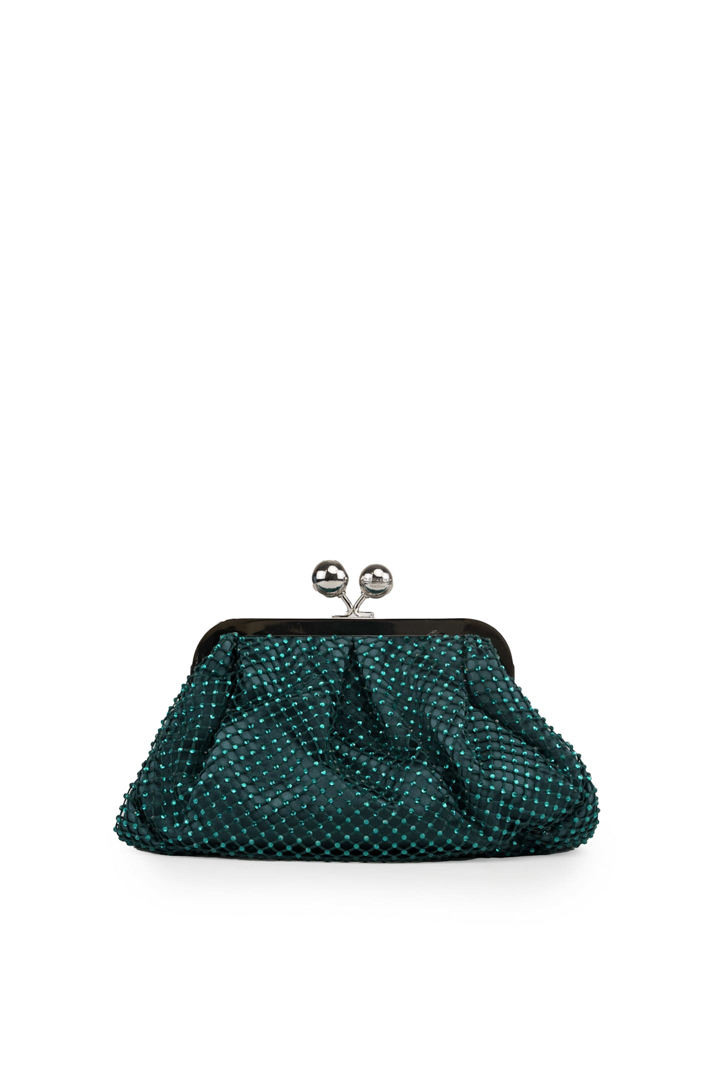 Shop Weekend Max Mara Pasticcino Edita Bag In Mesh And Rhinestones In Verde Eden