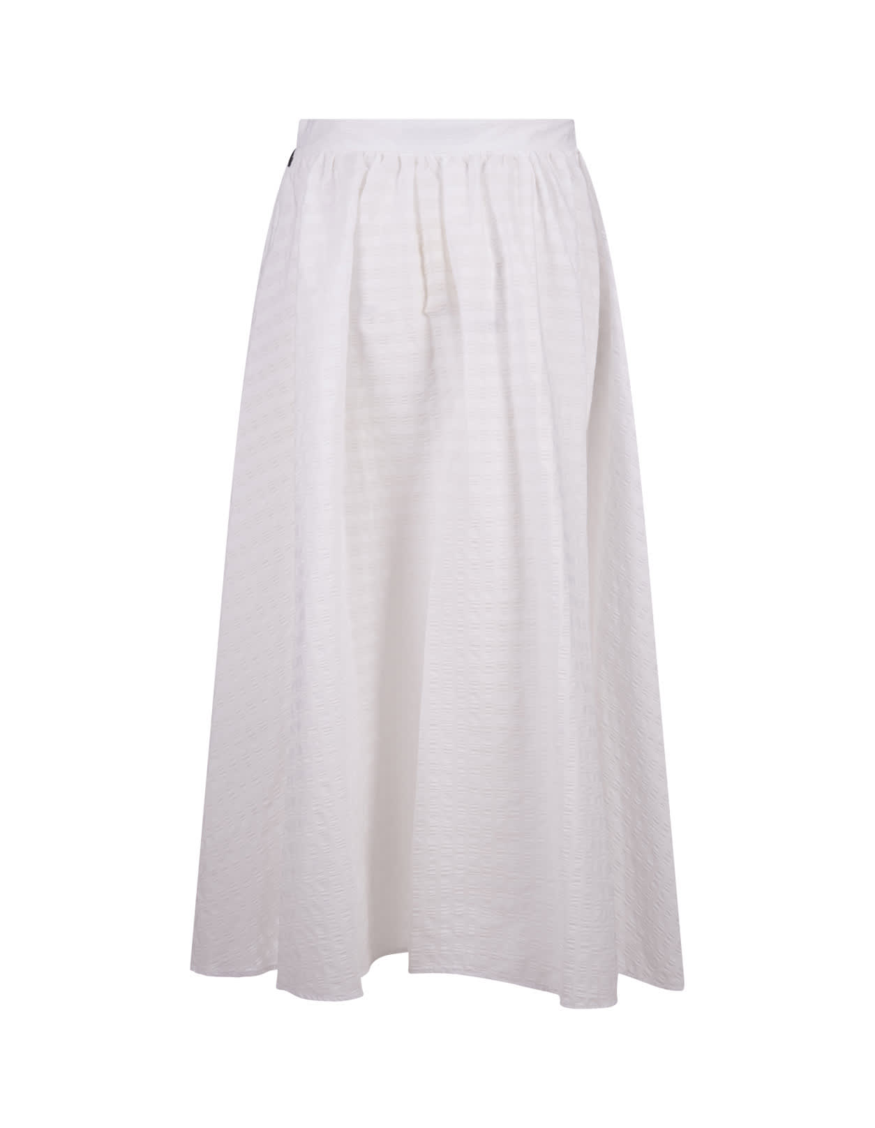 Shop Msgm Long White Skirt In Seersucker
