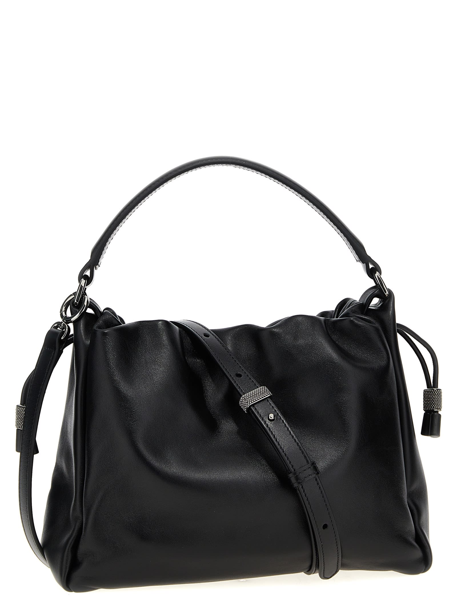 Shop Brunello Cucinelli Monile Leather Handbag In Black