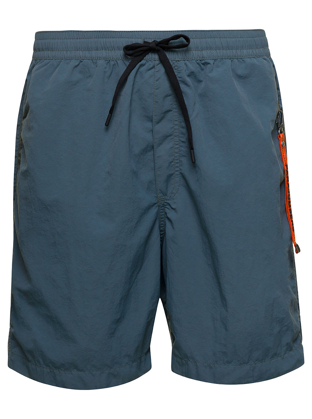 Shop Parajumpers Mitch Blue Swim Trunks With Key Chain Detail In Nylon Man