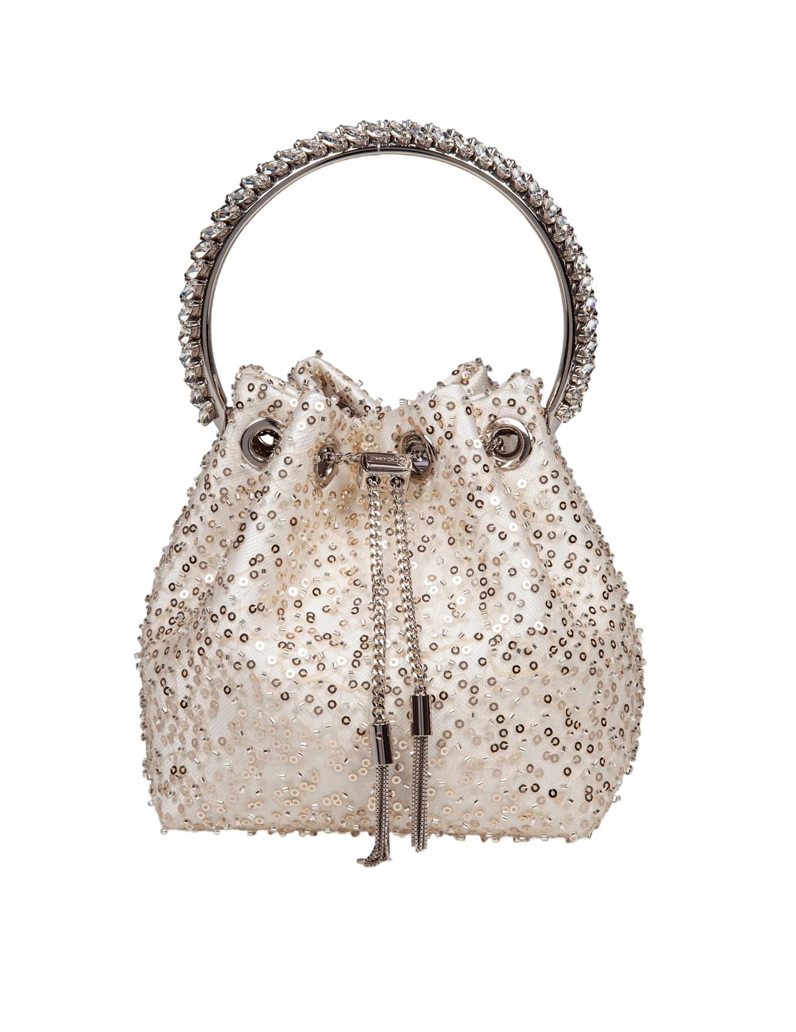 Bon Bon Satin Bag With Micro Net And Applied Stones