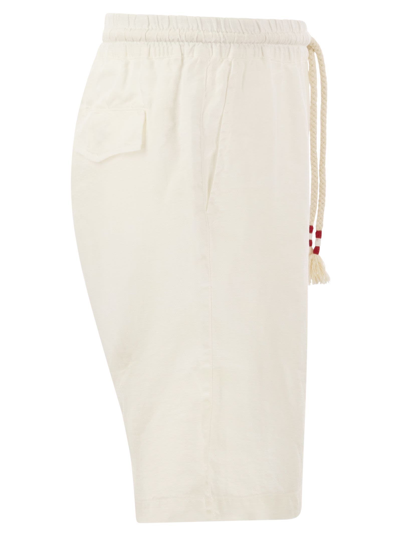 Shop Mc2 Saint Barth Marseille - Linen Bermuda Shorts In White