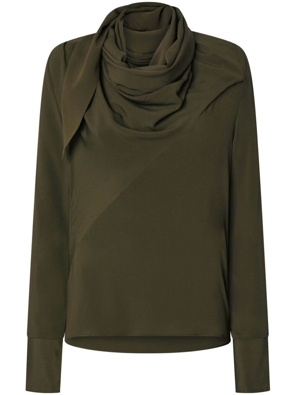 Shop Pinko Blok Crepe De Chine Bluse In Ivy Green