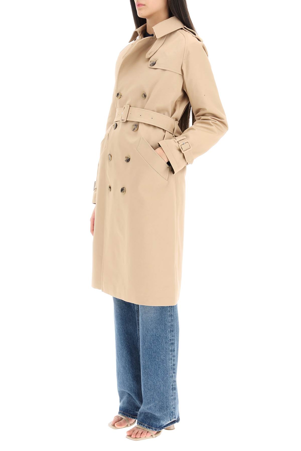Apc A.p.c. Greta Double-breasted Trench Coat In Beige