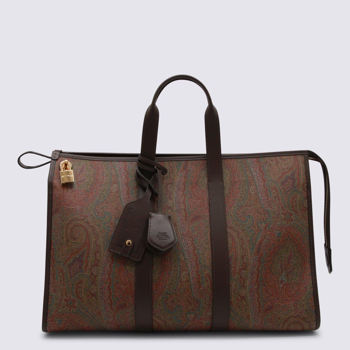 Etro Paisley Travel Bag Leather Trim Tag In Brown