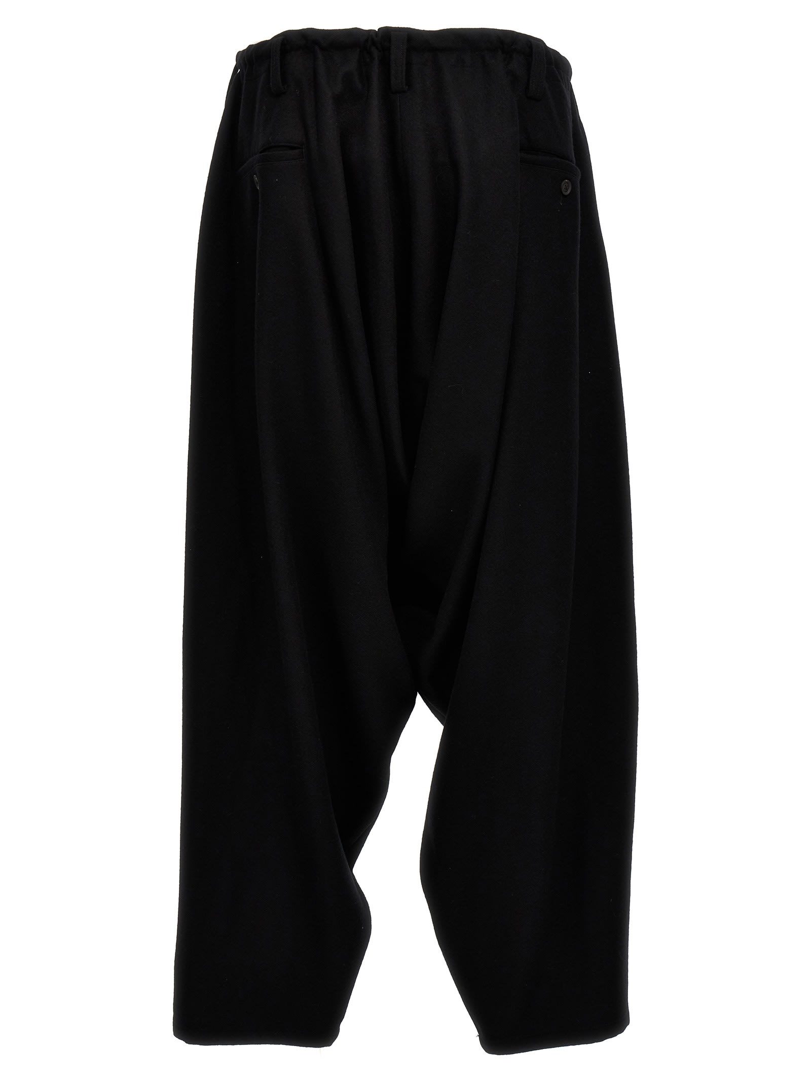 Shop Yohji Yamamoto Low Crotch Pants In Black