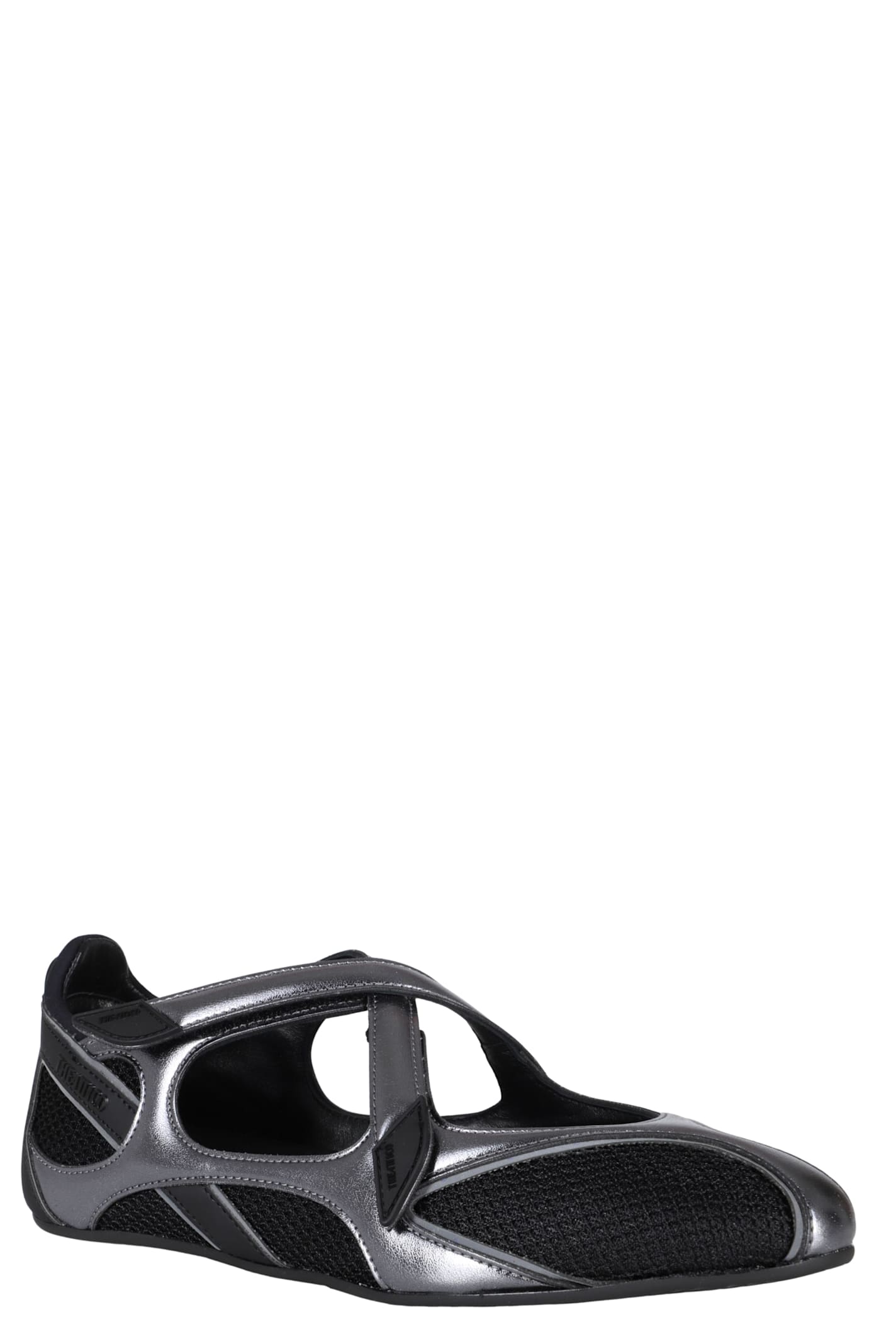 Attico Floor 01 Mesh And Leather Ballerinas Flat In Black