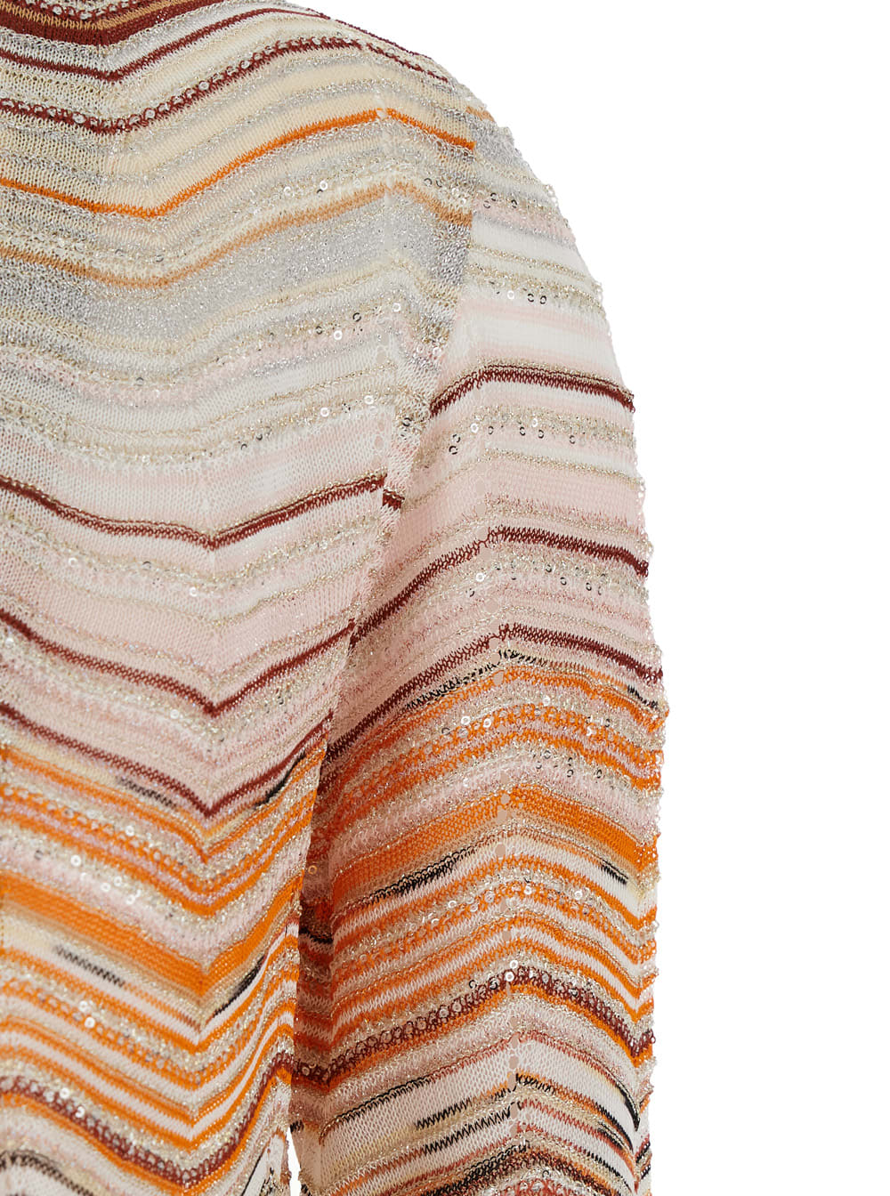 Missoni Multicolor Long Dress With Decorative Sequins And Zig Zag Motif In Viscose Blend Woman In Beige