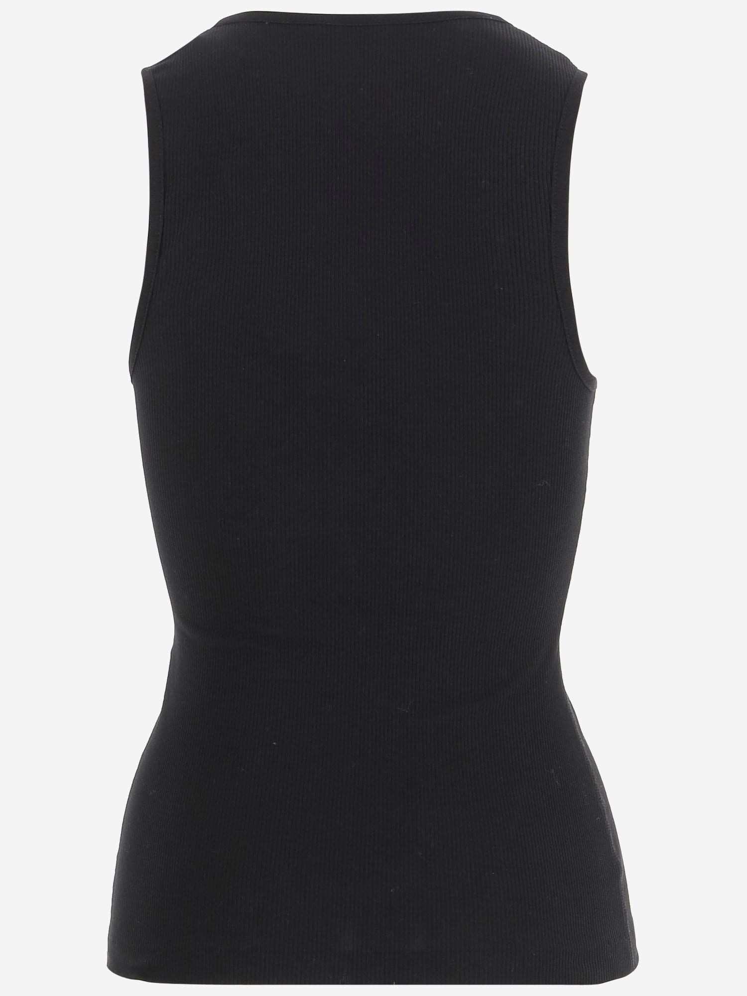 FERRAGAMO COTTON TANK TOP WITH SHAPED NECKLINE