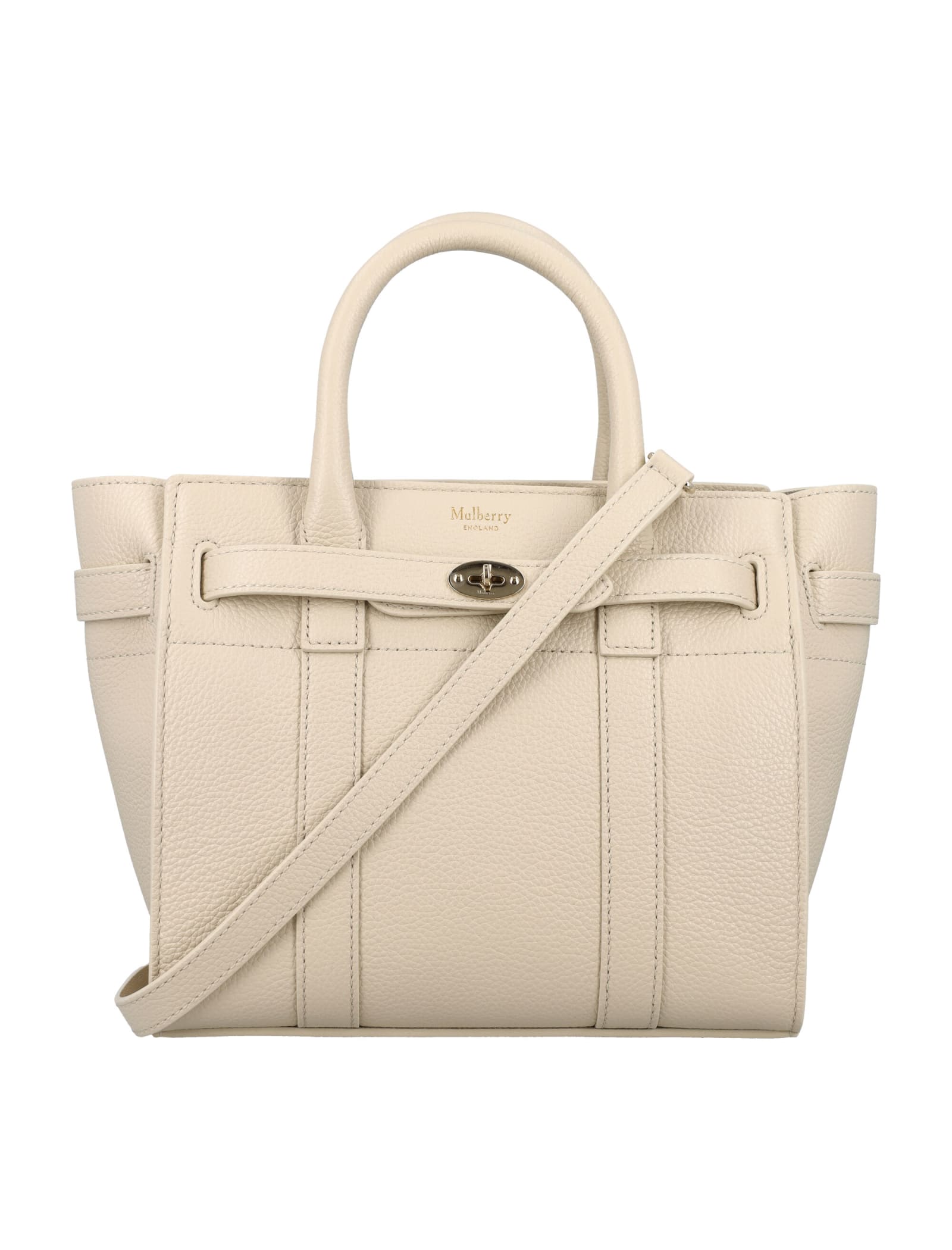 Mulberry Mini Zipped Bayswater Bag In Chalk