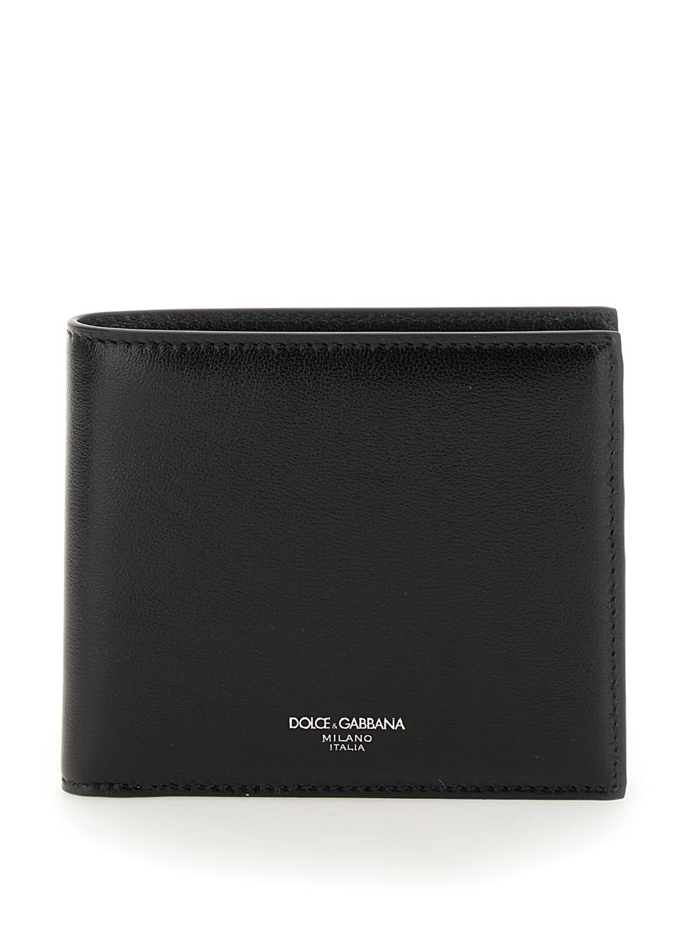 Black Wallet With Front Logo Detail In Leather Man