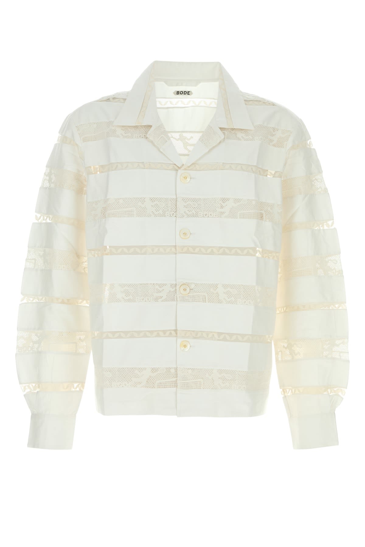 Bode White Poplin Shirt In Cream