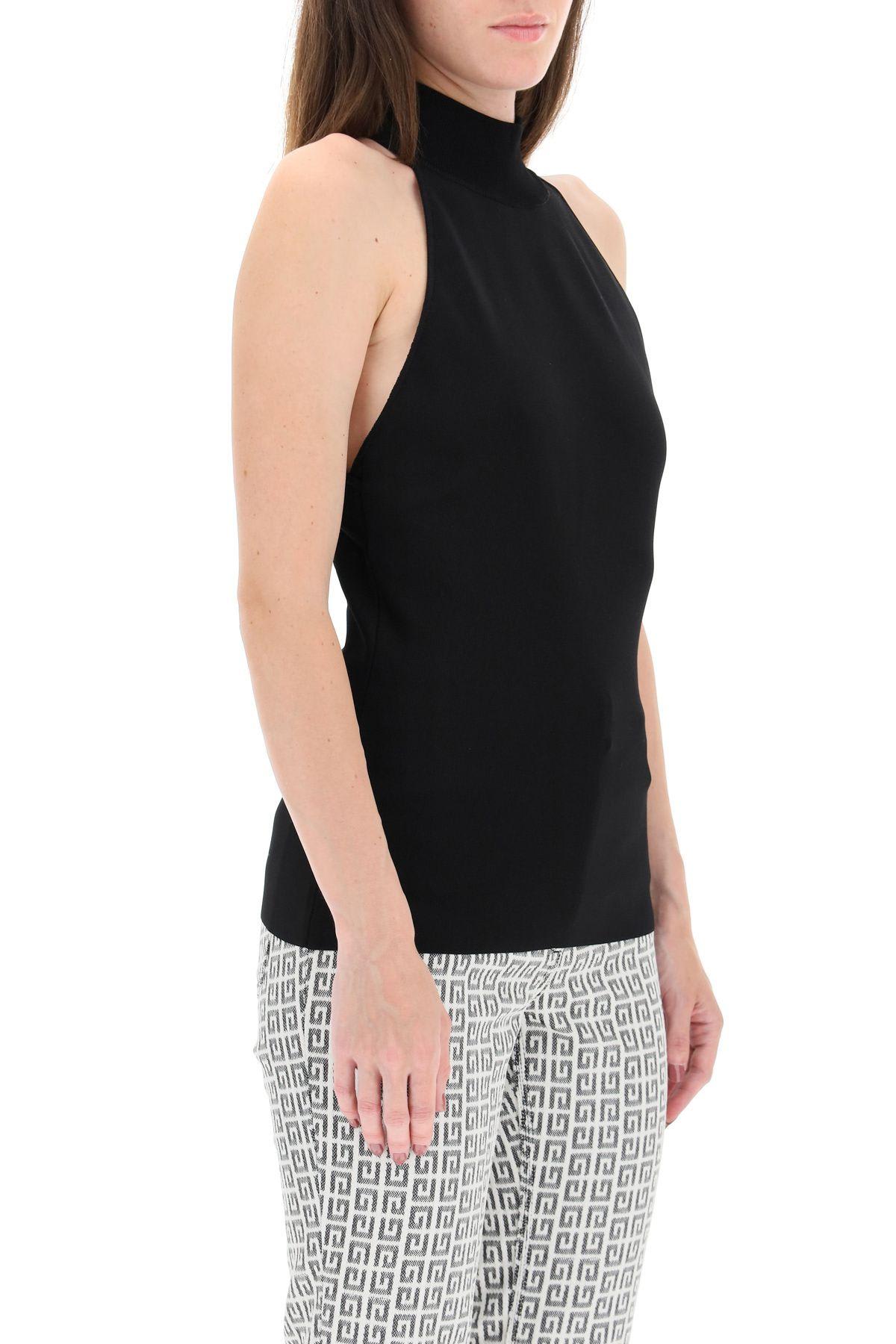 Givenchy Cutout Knitted Turtleneck Top In Black