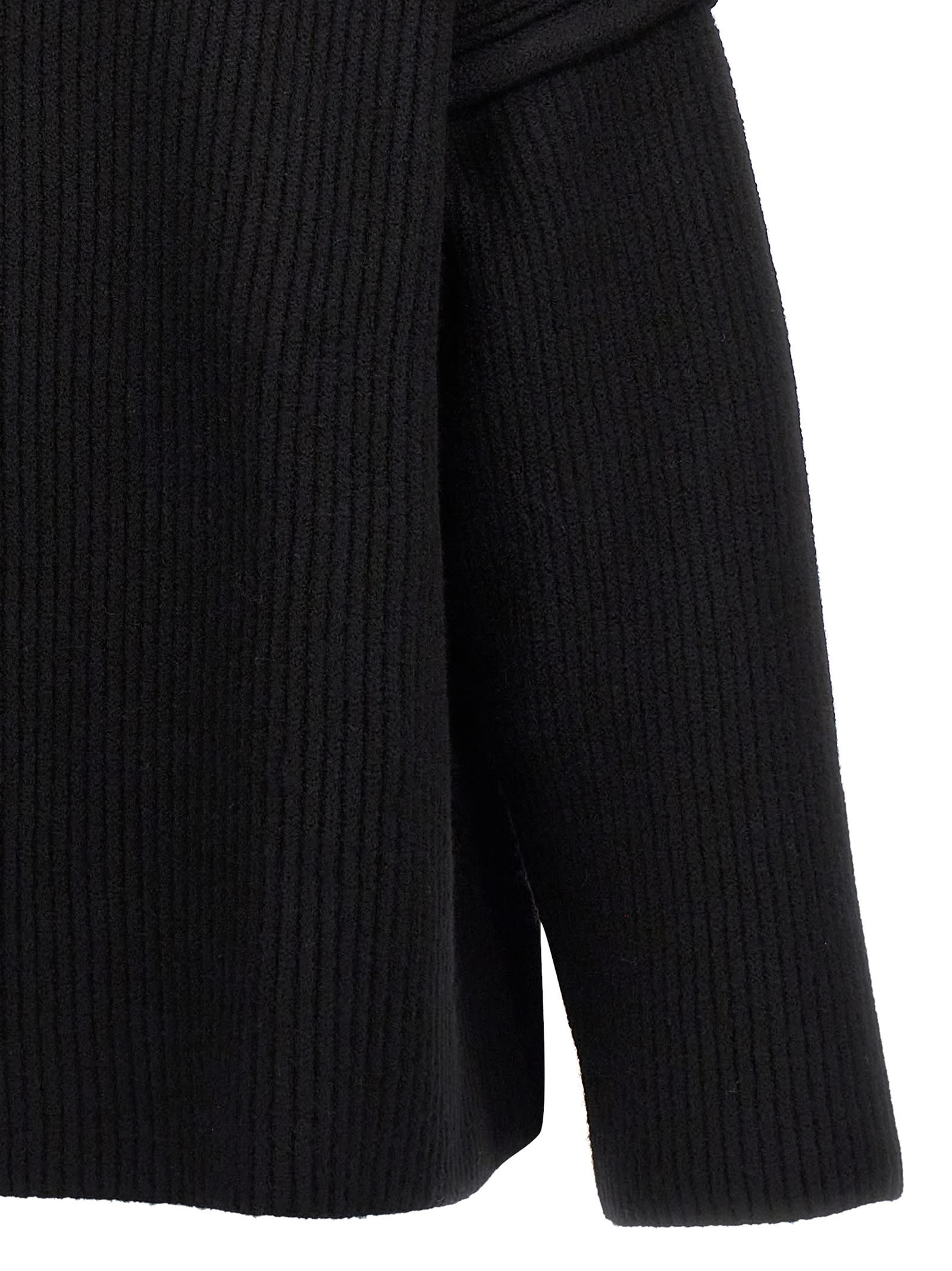 Shop Jil Sander Geometric Neckline Sweater In Black