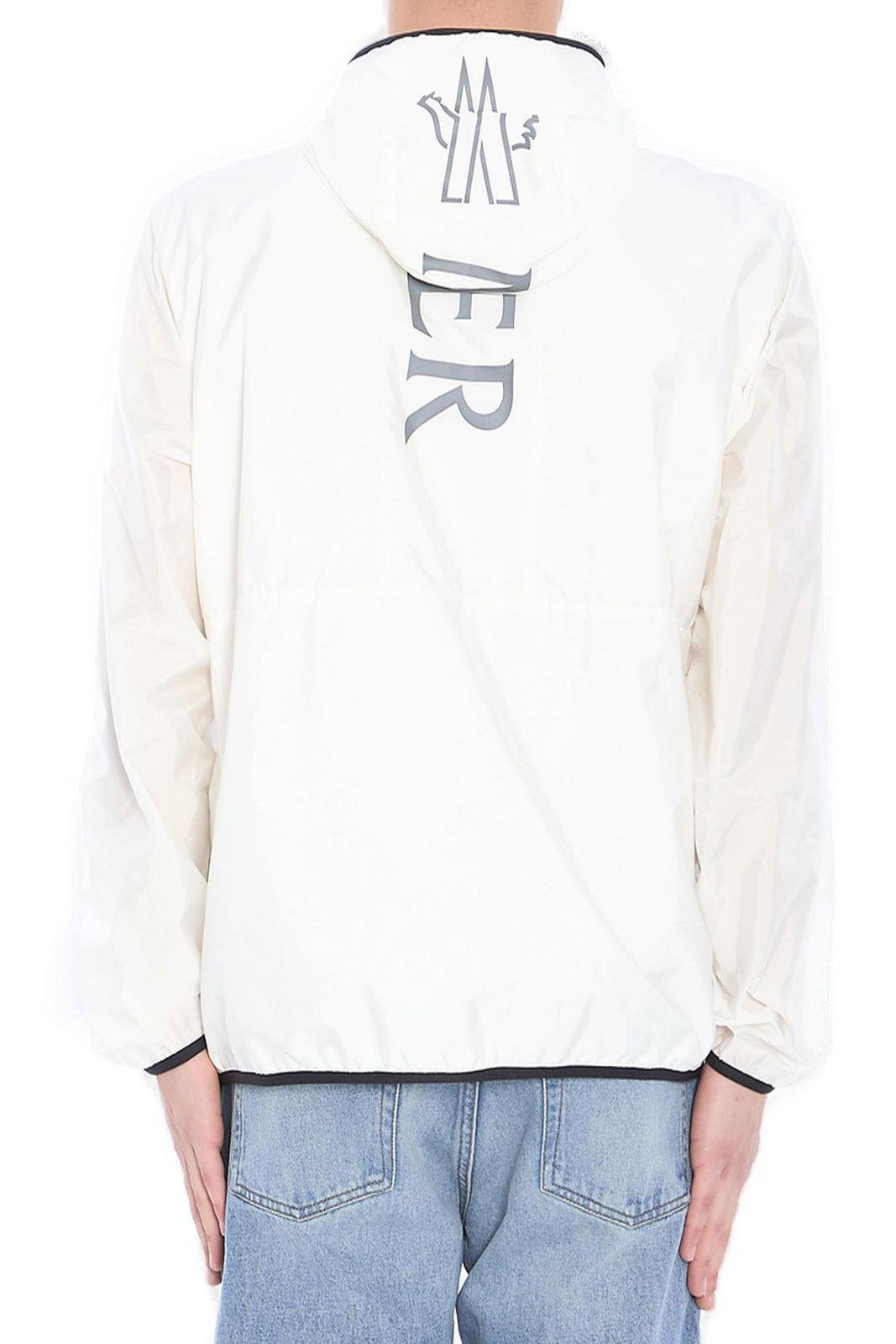 Moncler White Grainer Hooded Windbreaker Jacket In White