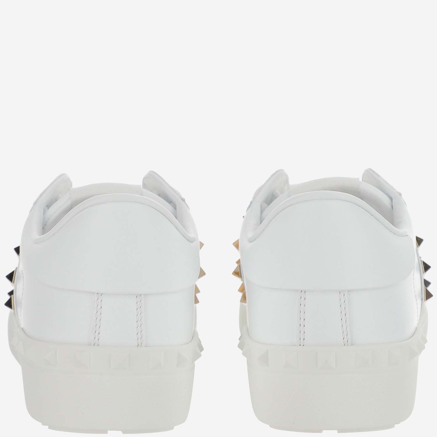 Shop Valentino Rockstud Untitled Calf Leather Sneaker In White