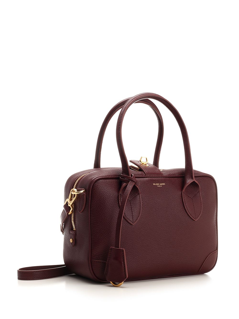 Shop Golden Goose Vita Black Bowling Bag In Bordeaux