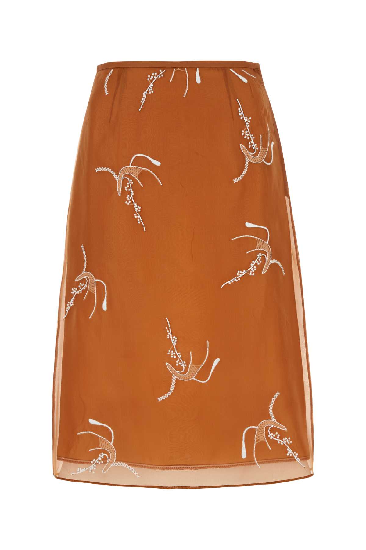 Prada Chic Copper Light Knit Mini Skirt In Ruggine