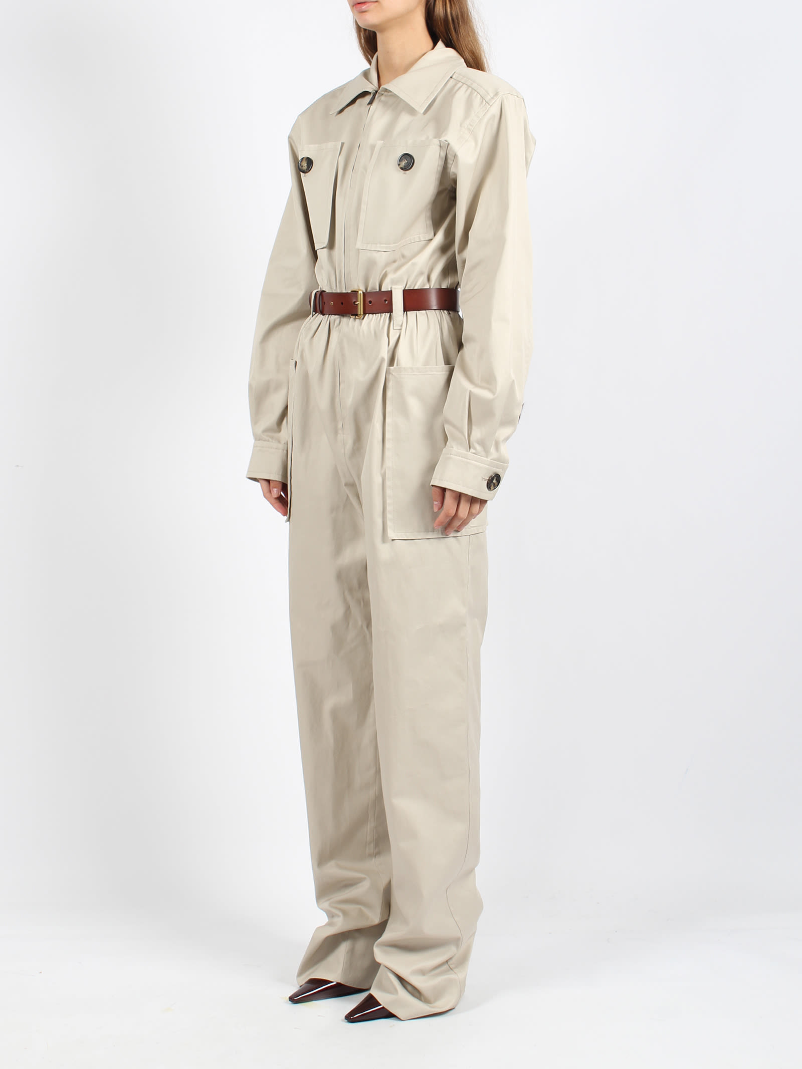 Shop Saint Laurent Cotton Suit In Nude & Neutrals