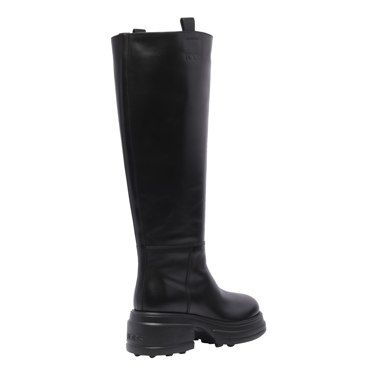 Tod's Platform Leather Boots In Black