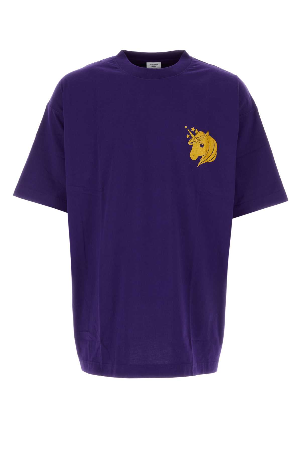 Shop Vetements Purple Cotton T-shirt In Midnightblue