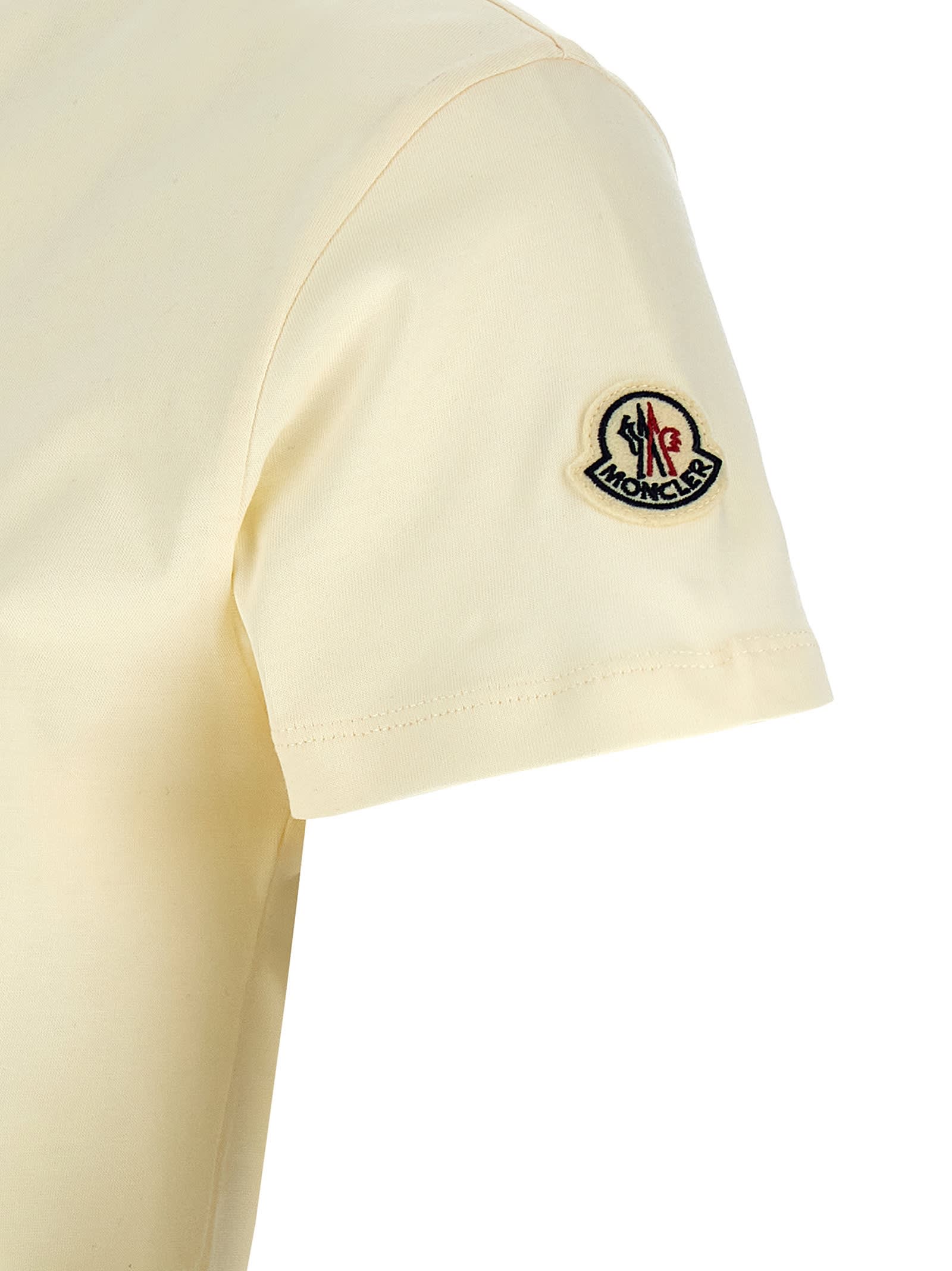 Moncler Logo Embroidery T-shirt In White