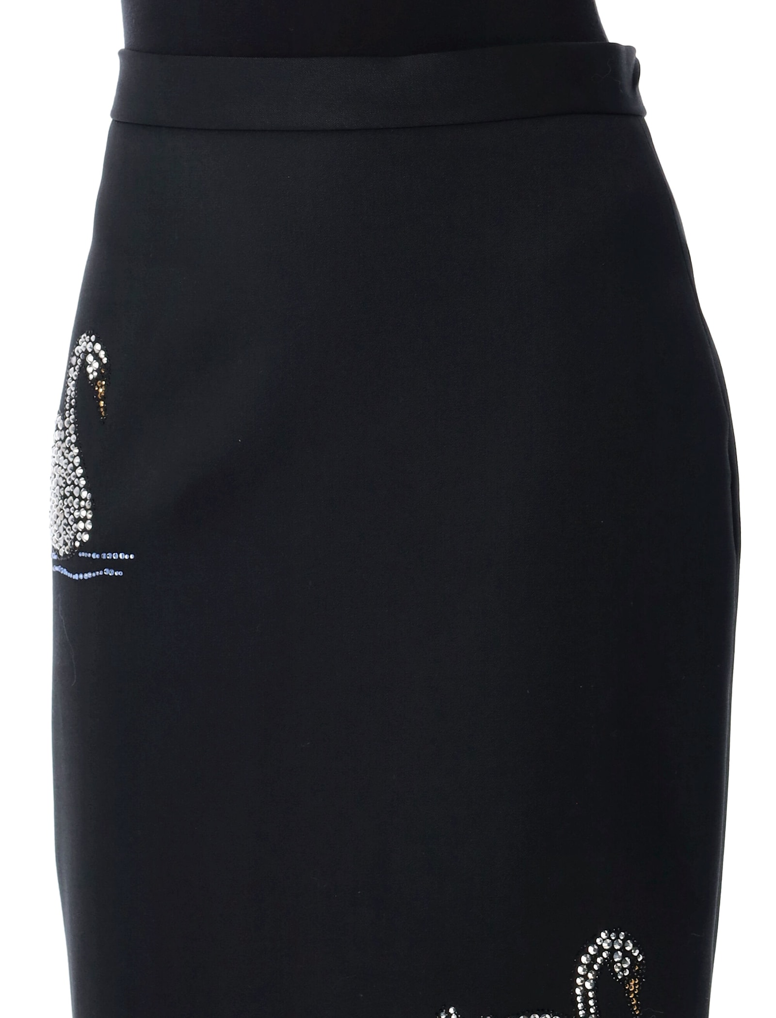 Shop Msgm Swan Midi Skirt In Black