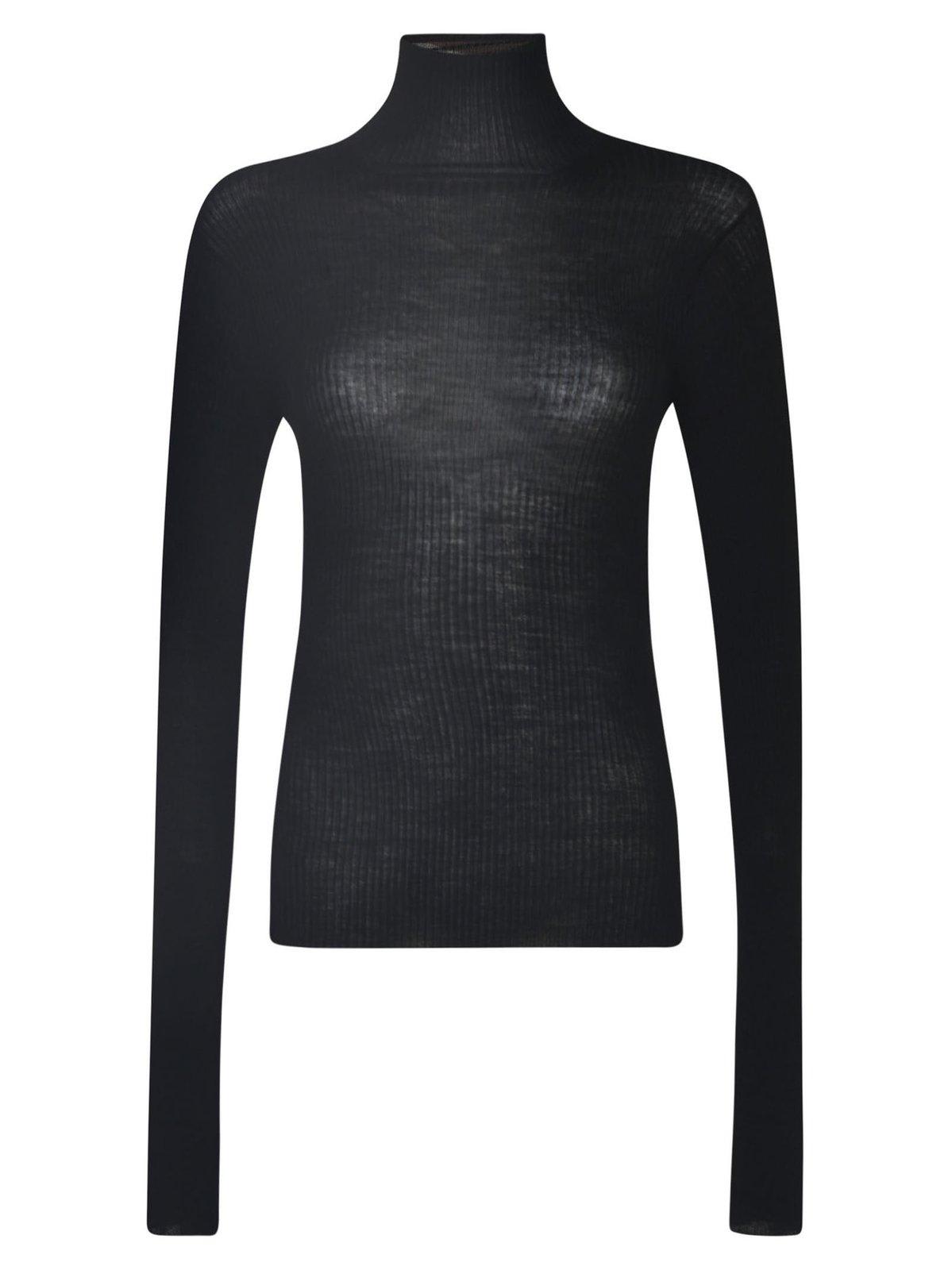 Shop Ann Demeulemeester High-neck Ribbed Jumper In Nero