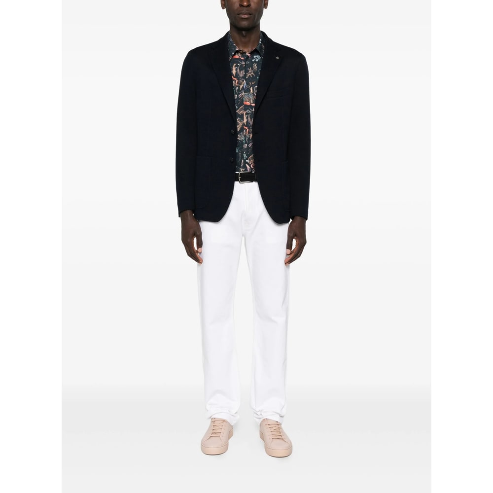 Tagliatore Button Virgin-wool Jacket In Blue