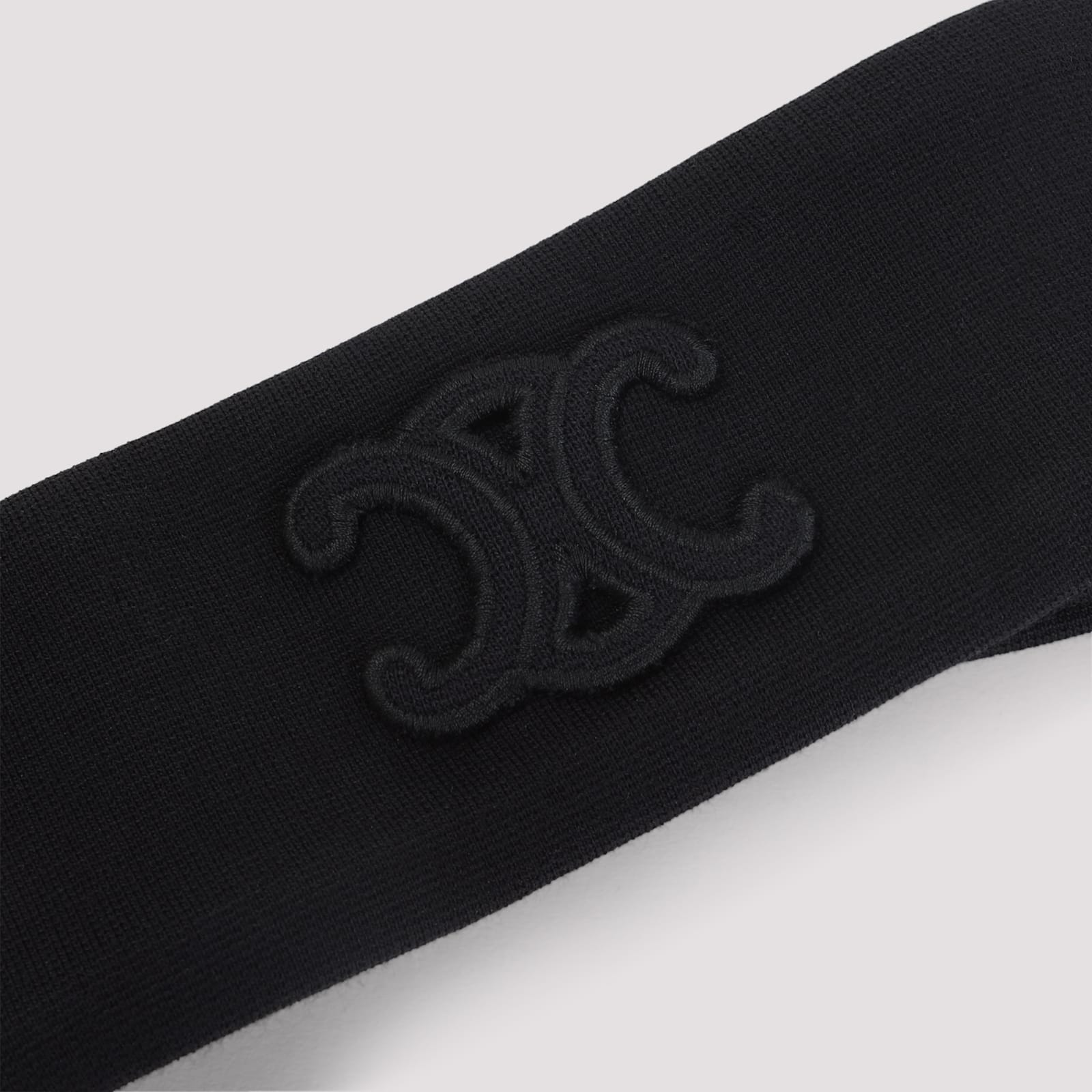Celine Triomphe-patch Wool Headband In Black